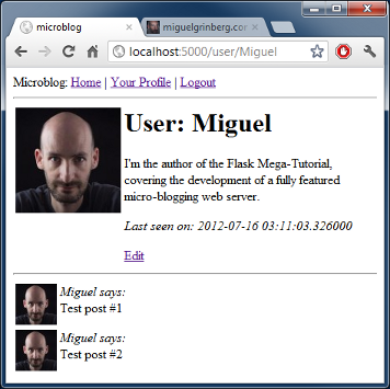 microblog profile page